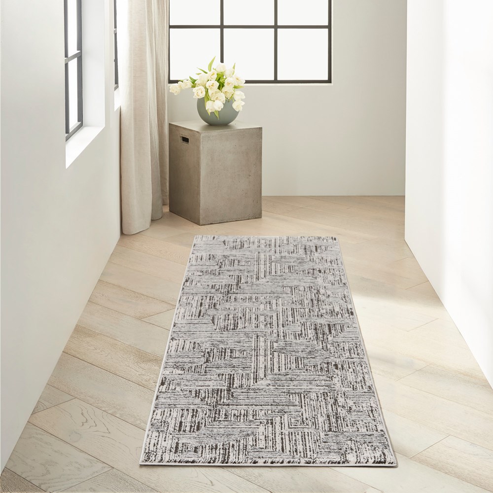 Calvin Klein IRR01 CK024 Irradiant Linear Runner Rug in Cream Black